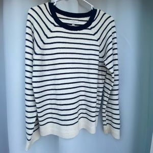 White w/ navy striped sweater
